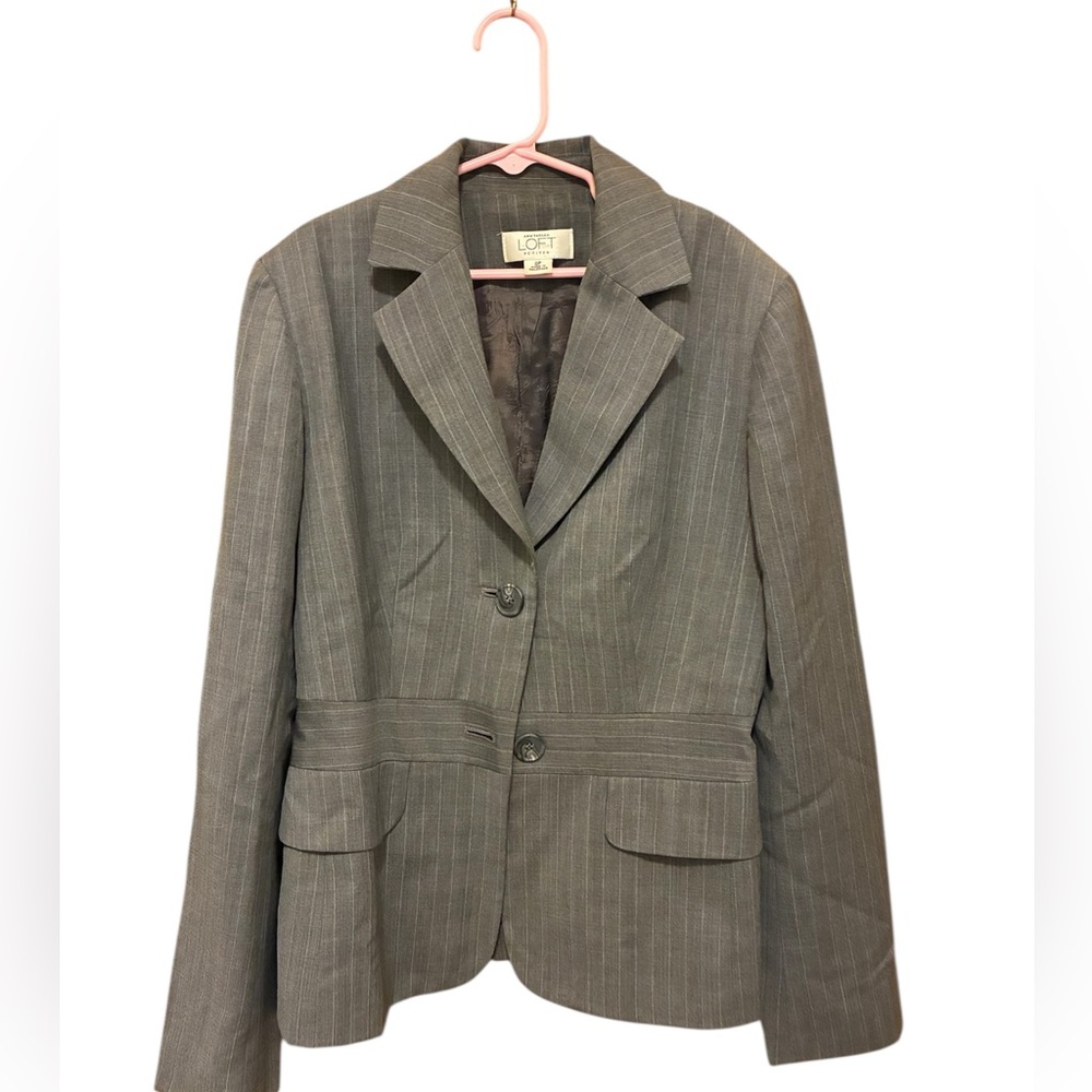 LOFT Ann Taylor Petites Women's Charcoal Pinstripe Blazer Size 0P